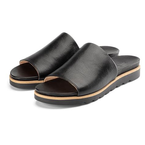 black leather slides for women.